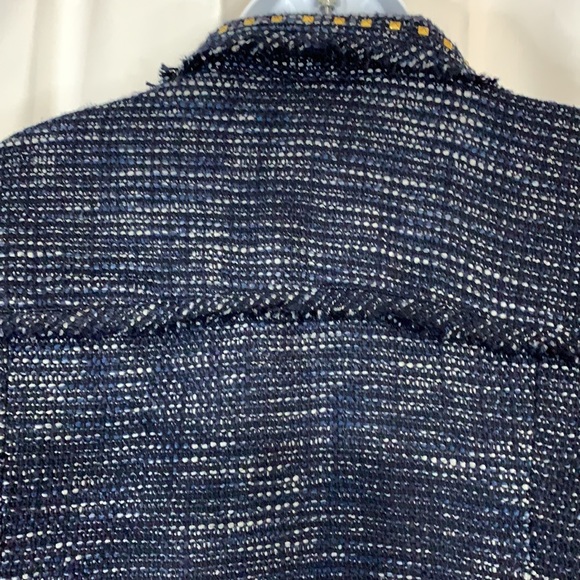 New Directions XL Blue Faux Leather Tweed Jacket - Picture 5 of 8